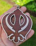 Wooden khanda car hanger punjabi sikh kaur stunning evil protection pendant ccc9