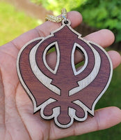 Wooden khanda car hanger punjabi sikh kaur stunning evil protection pendant ccc9