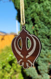 Wooden khanda car hanger punjabi sikh kaur stunning evil protection pendant ccc9