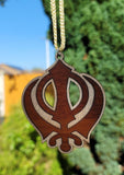 Wooden khanda car hanger punjabi sikh kaur stunning evil protection pendant ccc9