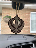 Wooden khanda car hanger punjabi sikh kaur stunning evil protection pendant cc11