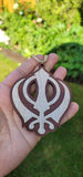 Wooden khanda car hanger punjabi sikh kaur stunning evil protection pendant cc11