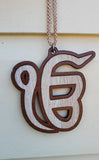 Wooden Ek Onkar car hanger punjabi sikh kaur stunning evil protection pendant CC