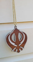 Wooden khanda car hanger punjabi sikh kaur stunning evil protection pendant ccc9