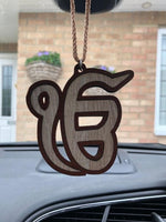 Wooden Ek Onkar car hanger punjabi sikh kaur stunning evil protection pendant CC