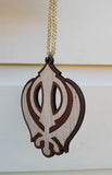 Wooden khanda car hanger punjabi sikh kaur stunning evil protection pendant cc11