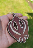 Wooden khanda car hanger punjabi sikh kaur stunning evil protection pendant ccc9