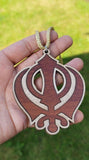 Wooden khanda car hanger punjabi sikh kaur stunning evil protection pendant ccc9