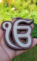 Wooden Ek Onkar car hanger punjabi sikh kaur stunning evil protection pendant CC