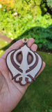 Wooden khanda car hanger punjabi sikh kaur stunning evil protection pendant cc11