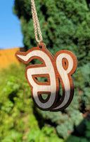 Wooden Ek Onkar car hanger punjabi sikh kaur stunning evil protection pendant CC