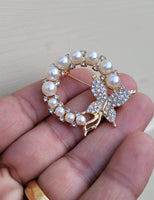 Valentine flower brooch vintage look celebrity broach gold plated pin ggg86