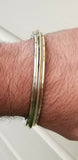 Sikh stainless steel kara smooth 3 brass lines collar kada singh kaur bangle b13