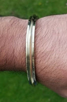 Sikh stainless steel kara smooth 3 brass lines collar kada singh kaur bangle b13