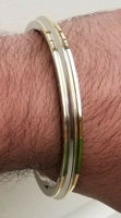 Sikh stainless steel kara smooth 3 brass lines collar kada singh kaur bangle b13