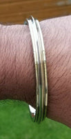 Sikh stainless steel kara smooth 3 brass lines collar kada singh kaur bangle b13