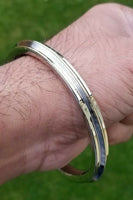 Sikh stainless steel kara smooth 3 brass lines collar kada singh kaur bangle b13