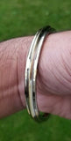 Sikh stainless steel kara smooth 3 brass lines collar kada singh kaur bangle b13