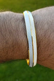 Sikh two tone gold silver plated design punjabi kada kara bangle bracelet aa11