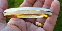 Sikh two tone gold silver plated design punjabi kada kara bangle bracelet aa11