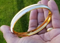 Sikh two tone gold silver plated design punjabi kada kara bangle bracelet aa11