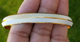 Sikh two tone gold silver plated design punjabi kada kara bangle bracelet aa11