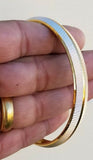 Sikh two tone gold silver plated design punjabi kada kara bangle bracelet aa11