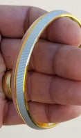 Sikh two tone gold silver plated design punjabi kada kara bangle bracelet aa11