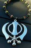 Silver plated punjabi large sikh khanda pendant car rear mirror hanging mala m1