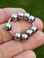 Stress relief steel meditation praying 9 beads ring healing sikh hindu muslim m7