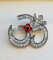 Hindu ompoppy gold silver plated indian soldiers om british india brooch pin