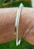 Stainless steel brass edge lines sikh singh kaur khalsa kara kada bracelet l6