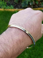 Stainless steel brass edge lines sikh singh kaur khalsa kara kada bracelet l6