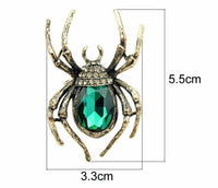 Vintage look gold plated green spider brooch suit coat broach collar pin b48oe