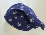 Sikh punjabi singh kaur blue khalsa khanda bandana head wrap gear rumal hankie n