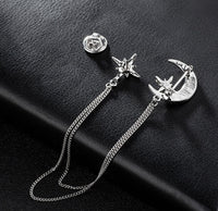 Moon Star Brooch Vintage Look Silver Gold Plated Suit Coat Broach Collar Pin G40