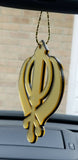 Gold mirror punjabi sikh extra large khanda stunning pendant car rear mirror