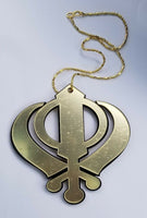 Gold mirror punjabi sikh extra large khanda stunning pendant car rear mirror