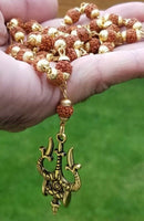 Hindu sikh shiv mahakal trishul trident kavach rudraksh beads mala car hanger ll