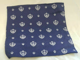 Sikh punjabi singh kaur blue khalsa khanda bandana head wrap gear rumal hankie n