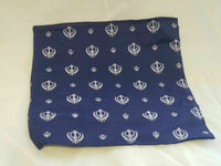 Sikh punjabi singh kaur blue khalsa khanda bandana head wrap gear rumal hankie n