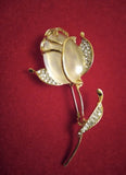 Valentine rose tulip brooch vintage look celebrity broach gold plated pin ggg87