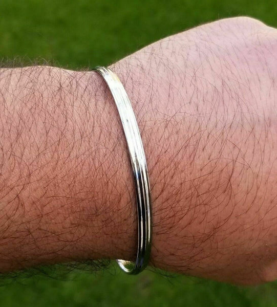 Sikh kara bangle silver tone lines bracelet singh kaur khalsa kakaar kada 5ks r7