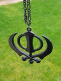 Punjabi Khanda Sikh Pendant Large Black Singh Kaur Car Rear View Mirror Hanger