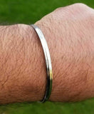 Sikh kara bangle silver tone lines bracelet singh kaur khalsa kakaar kada 5ks r7