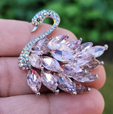 Swan Brooch Silver or Gold Plated Stunning diamonte LOVE Celebrity Queen pin S26