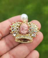 Jubilee crown brooch vintage look queen broach stunning gold plated pin kk3 new