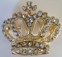 Queen crown brooch pin stunning diamonte gold silver plated broach royal designs