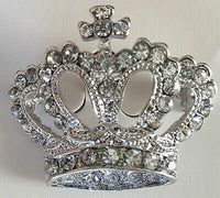 Queen crown brooch pin stunning diamonte gold silver plated broach royal designs