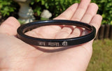 Jai Mata Di Kara Black Bangle Smooth Flat Stainless Steel Hindu Kada R9 Kura New